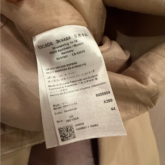 Escada Linen Cream Pleat back Blazer/Jacket Size 44/XL MSRP $325 - Picture 12 of 15